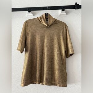 Lauren Ralph Lauren Metallic Gold Short Sleeve Tee